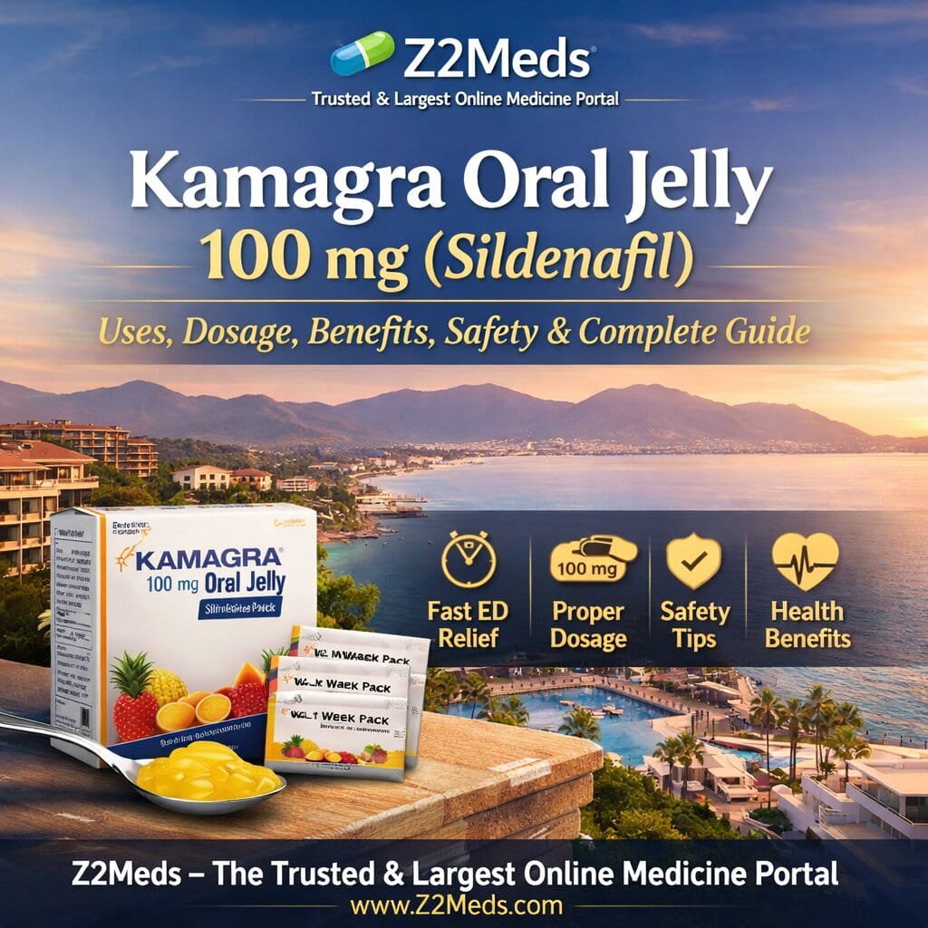 Kamagra Oral Jelly 100 mg (Sildenafil) Uses, Dosage, Benefits, Safety & Complete Guide